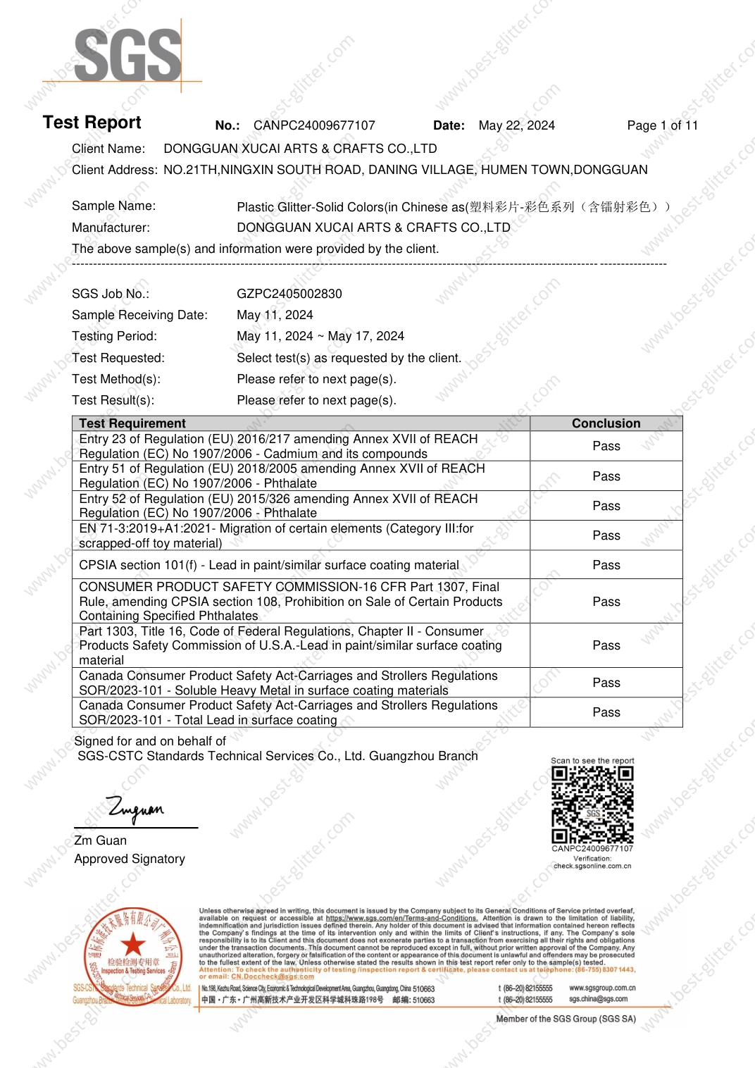Solid colours · chemical testing, original document page 1