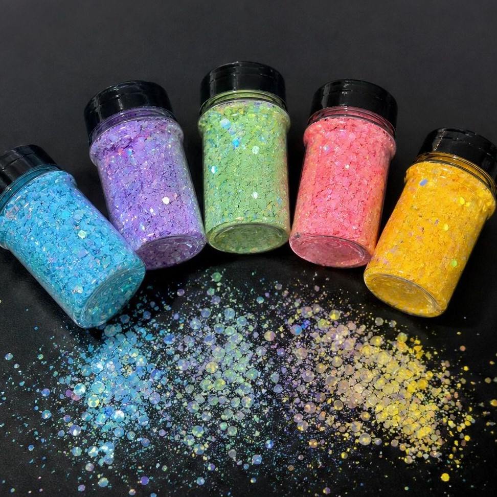 vibrant macaron chunky glitter