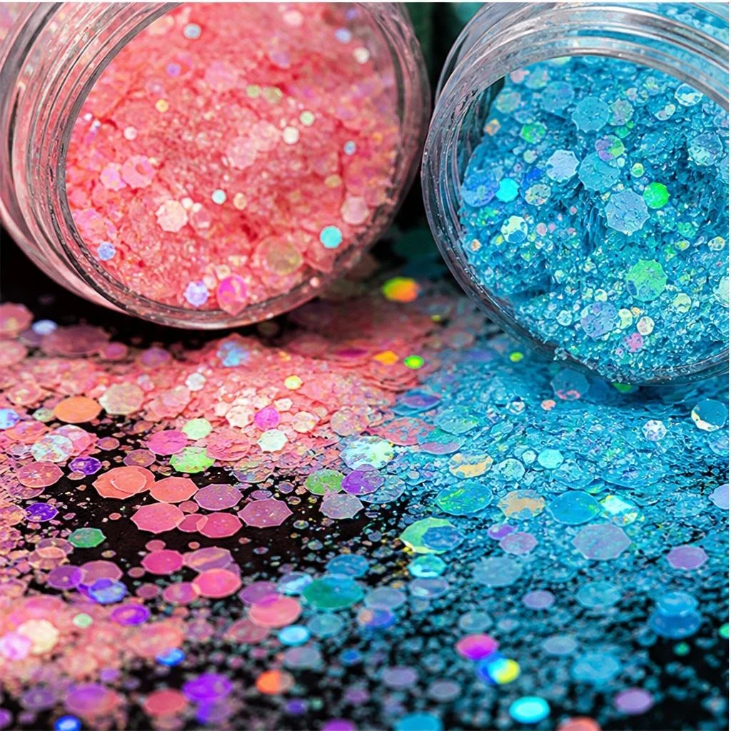 Holographic chunky glitter mix · 2oz shaker jar