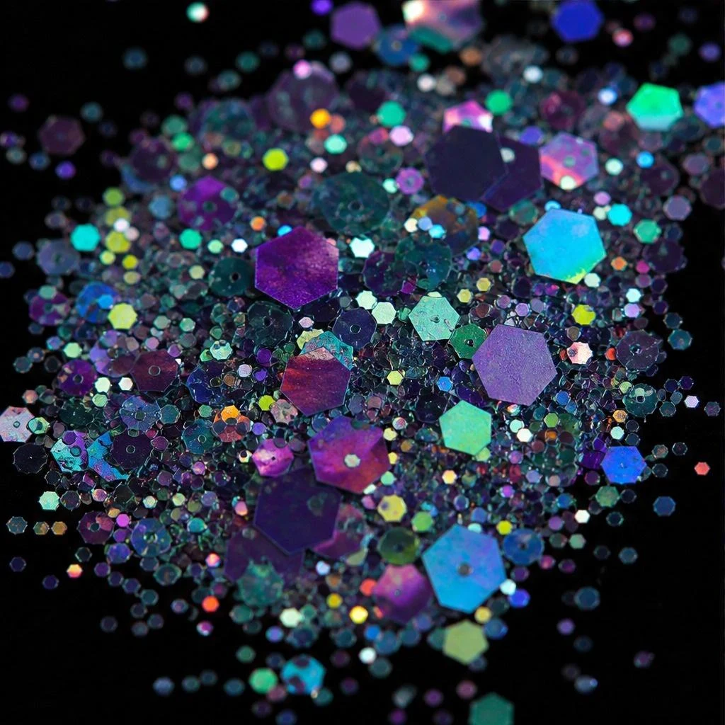 Iridescent chunky hexagon mix
