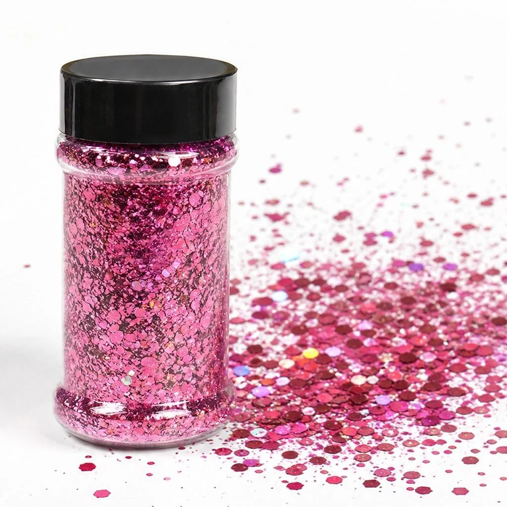Holographic chunky glitter mix · 2oz shaker jar