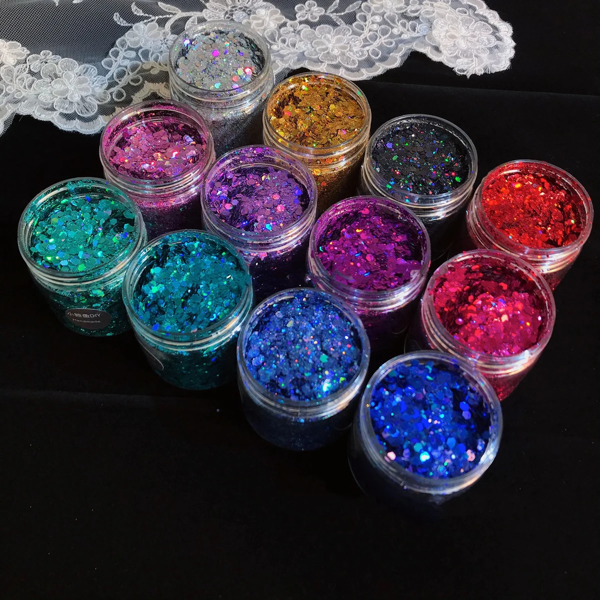 Holographic chunky hexagon mix · 10g jar