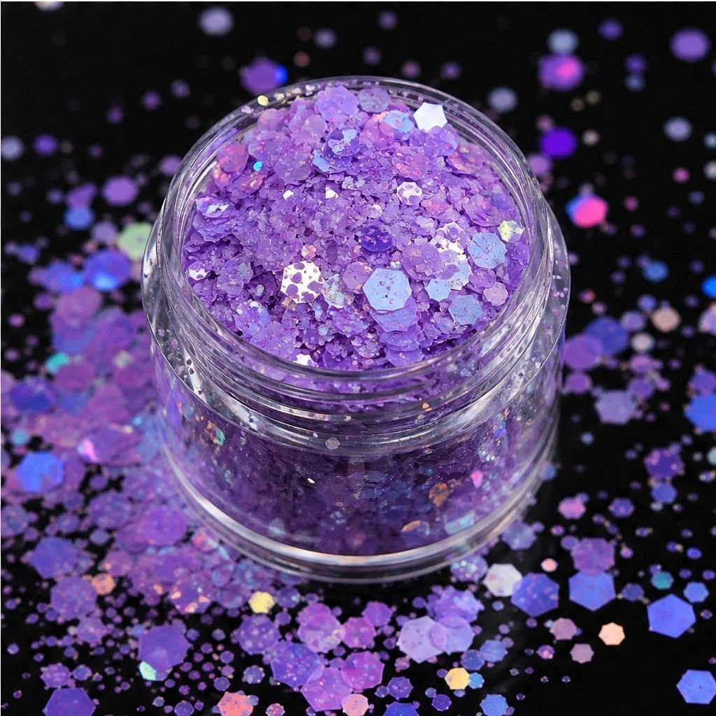 Iridescent chunky hexagon mix