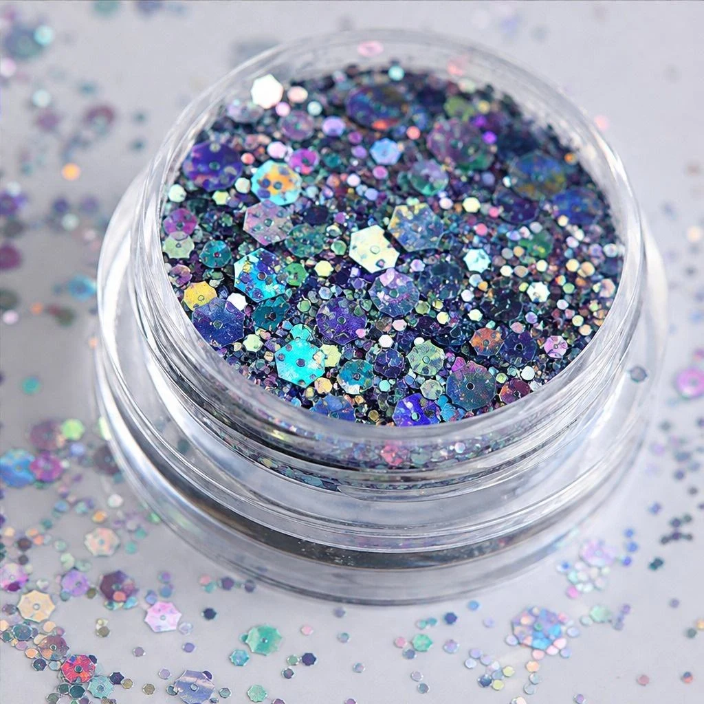 Iridescent chunky hexagon mix
