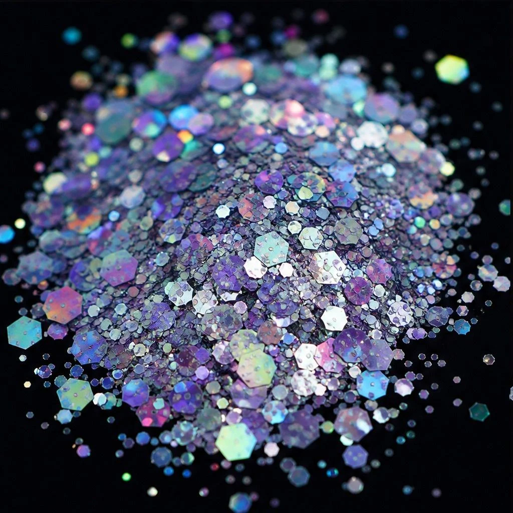 Iridescent chunky hexagon mix