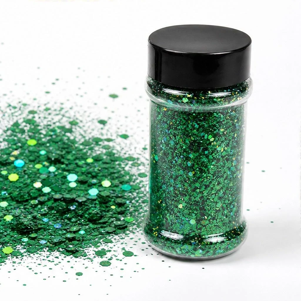 Holographic chunky glitter mix · 2oz shaker jar