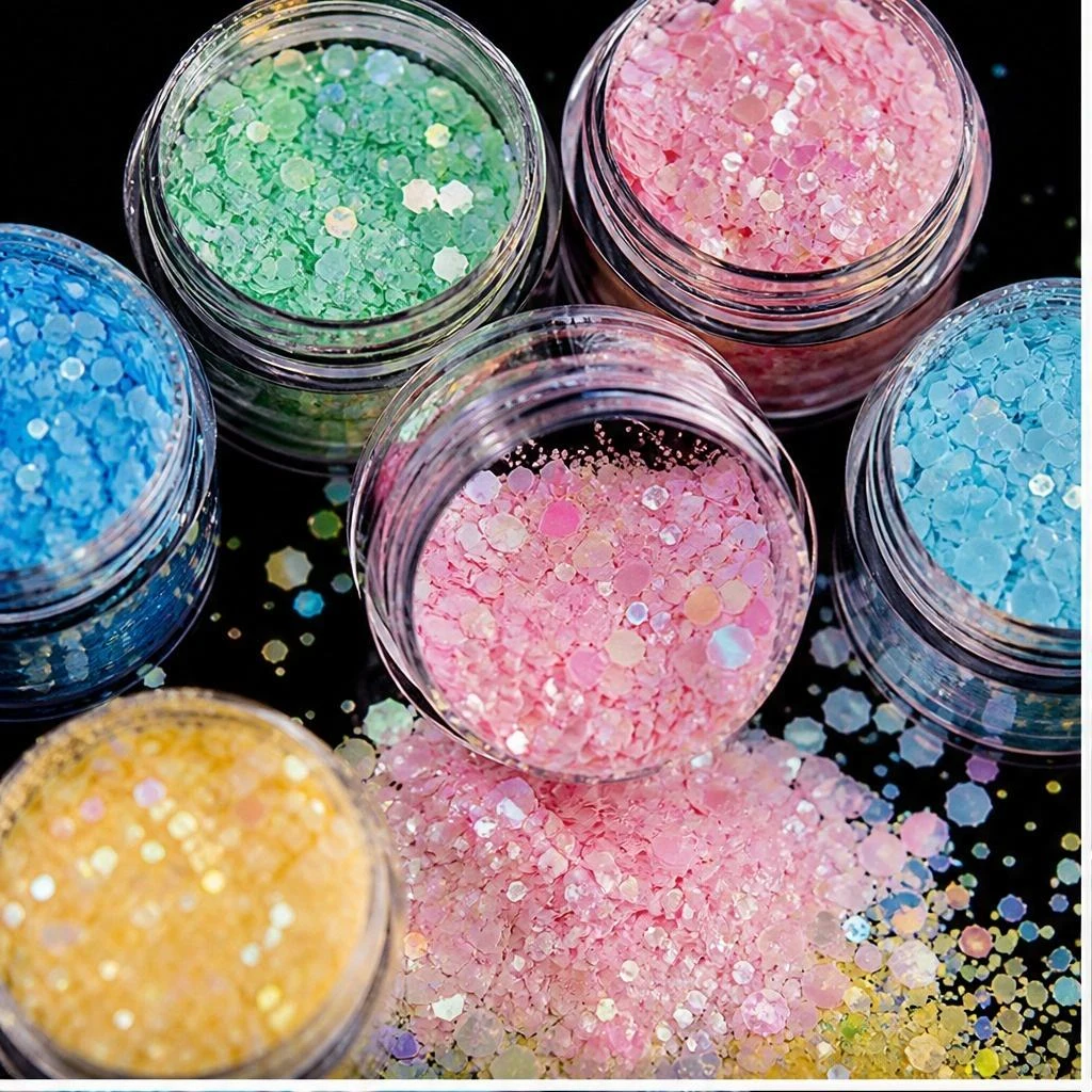 Iridescent chunky hexagon mix
