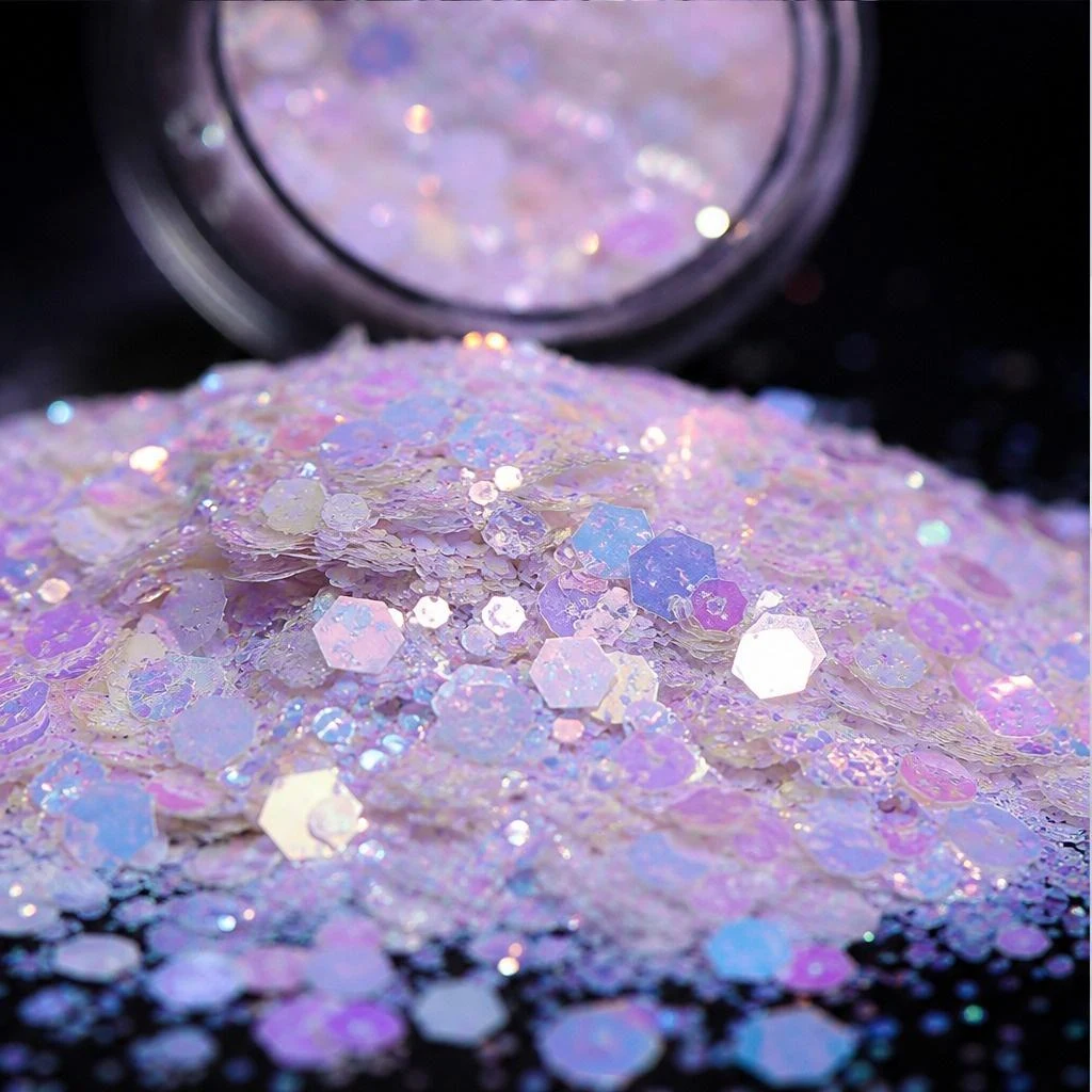 Opal white chunky glitter mix
