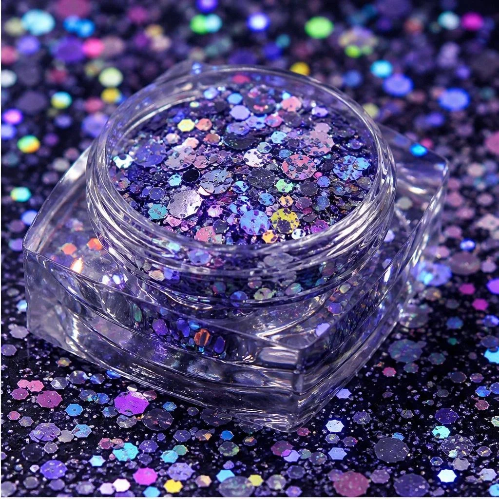 Iridescent chunky hexagon mix