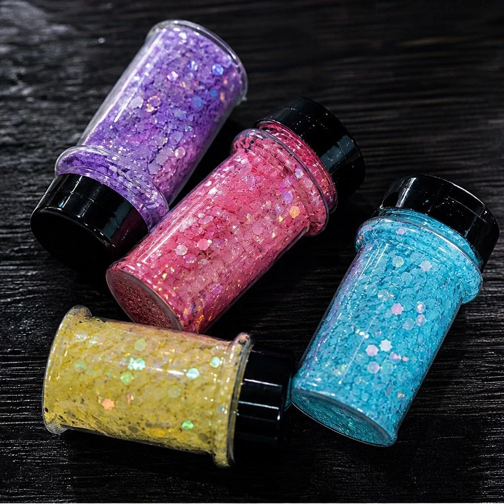 Holographic chunky glitter mix · 2oz shaker jar