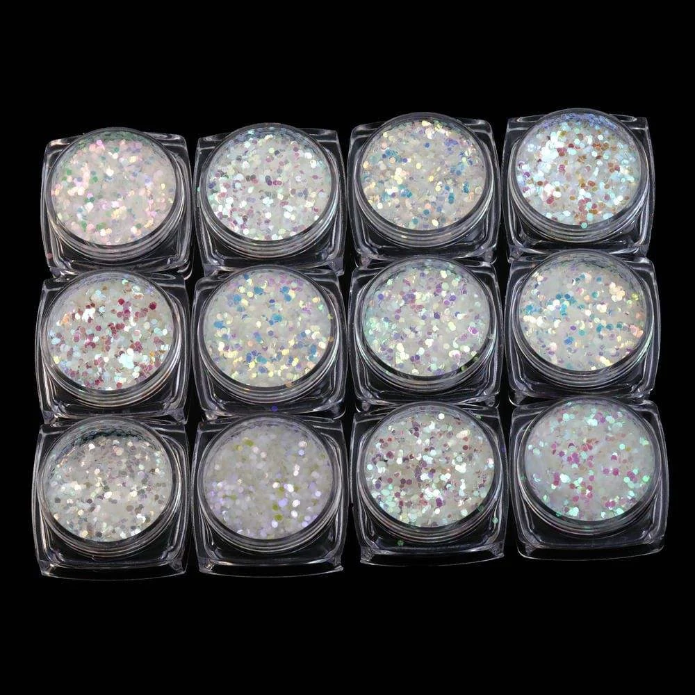 Opal white chunky hexagon mix