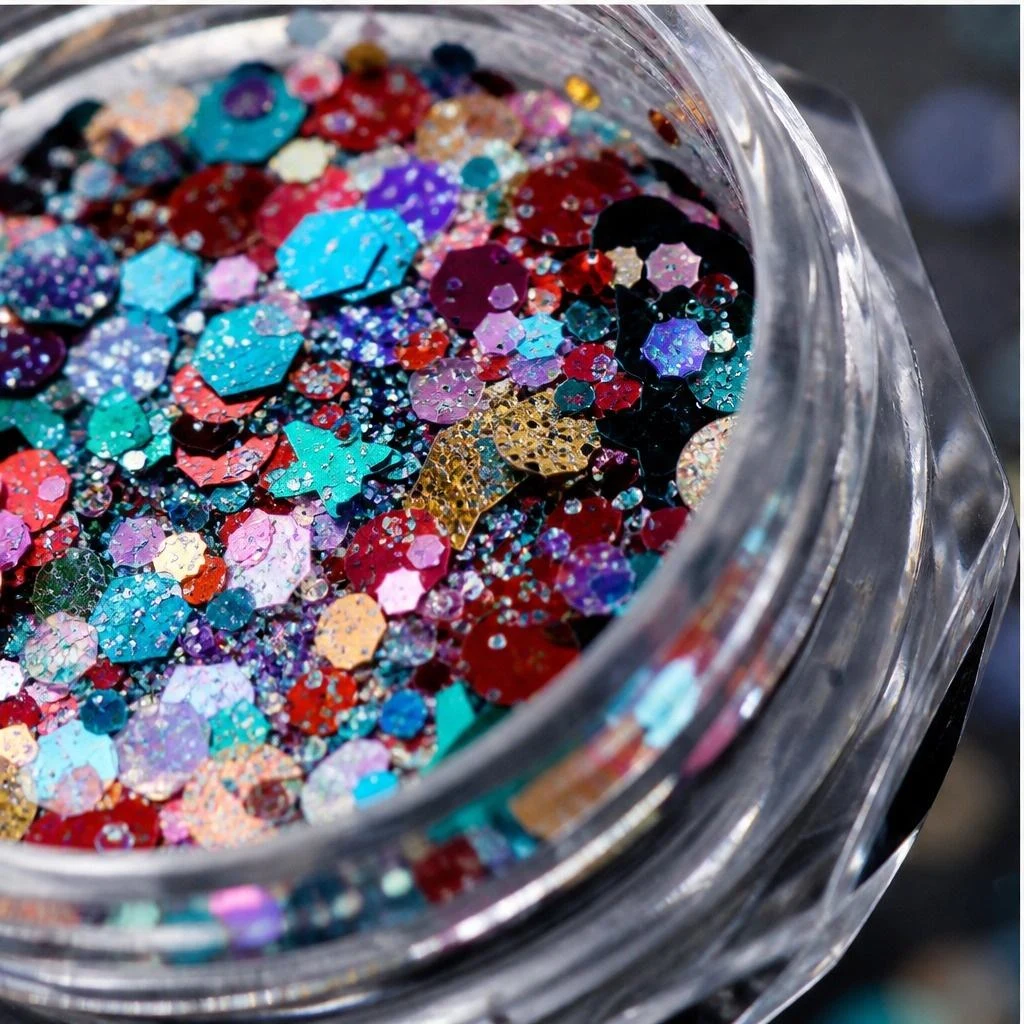 Iridescent chunky hexagon mix