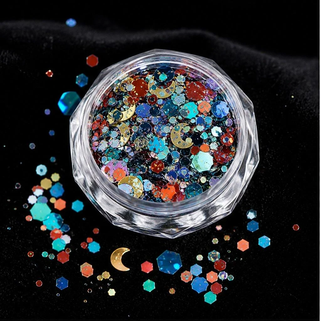 Iridescent chunky hexagon mix