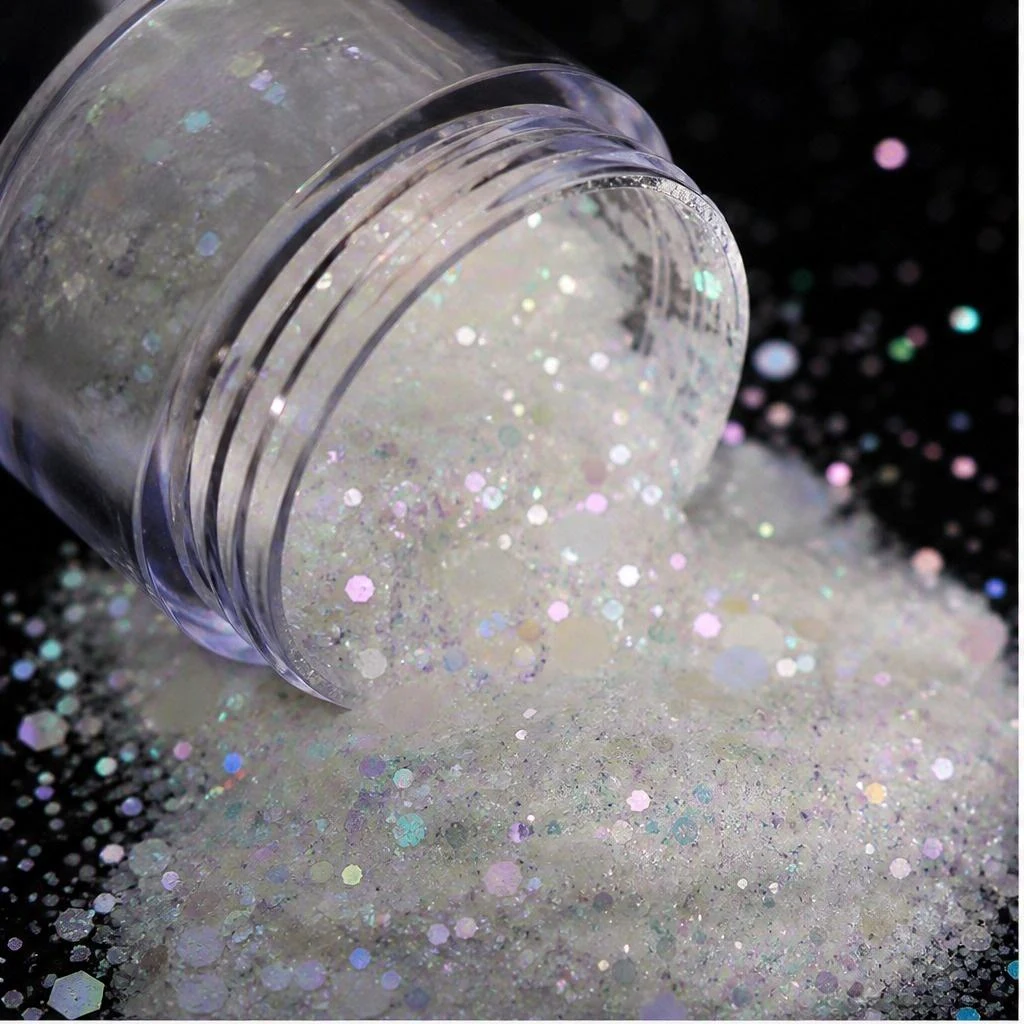 Opal white chunky glitter mix