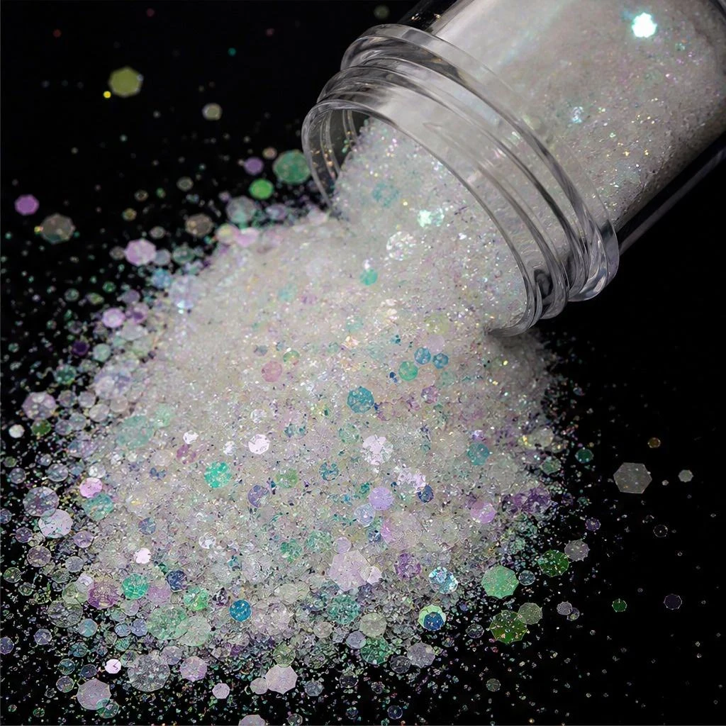 Opal white chunky glitter mix