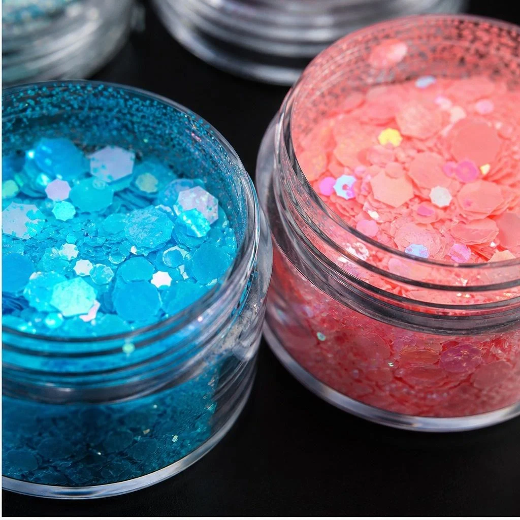 Iridescent chunky hexagon mix