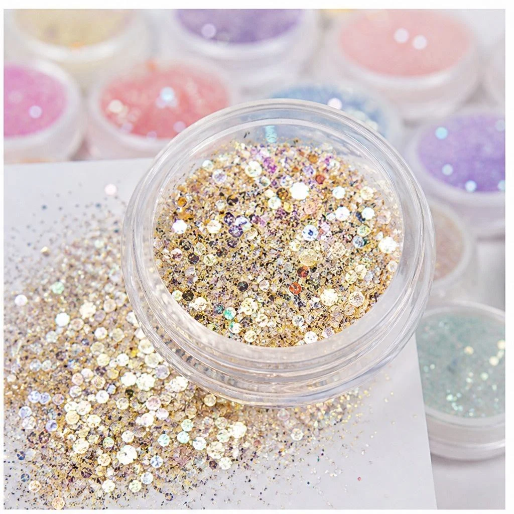 Iridescent chunky hexagon mix