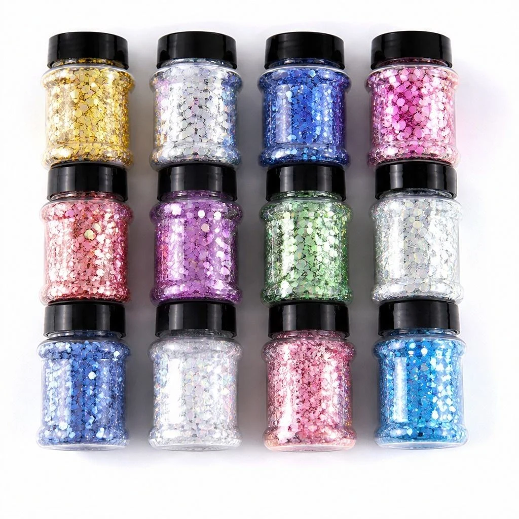 Iridescent chunky hexagon mix