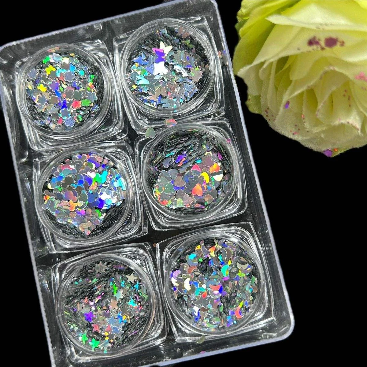 Holographic mixed-shape set · 6 jars