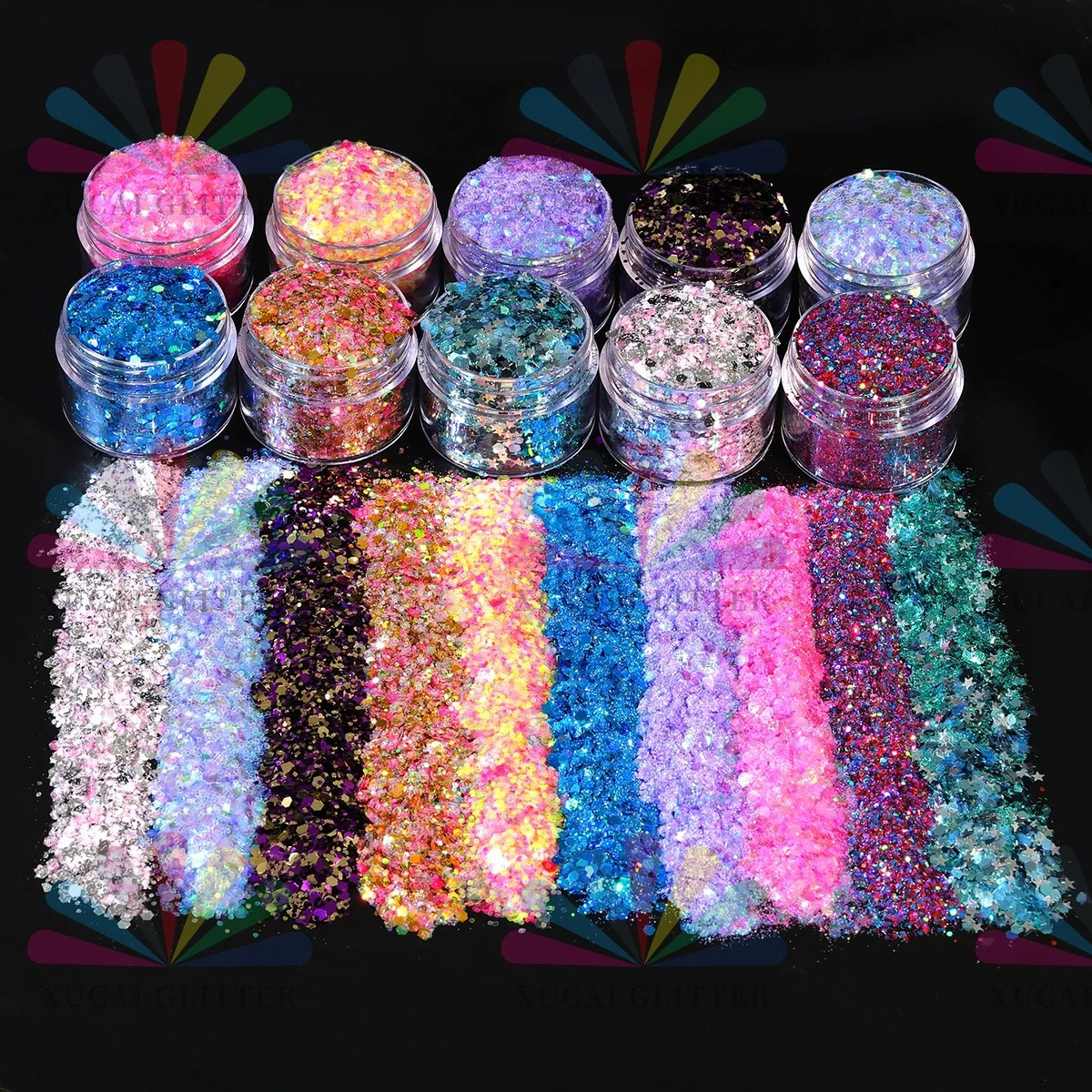 Holographic chunky hexagon mix