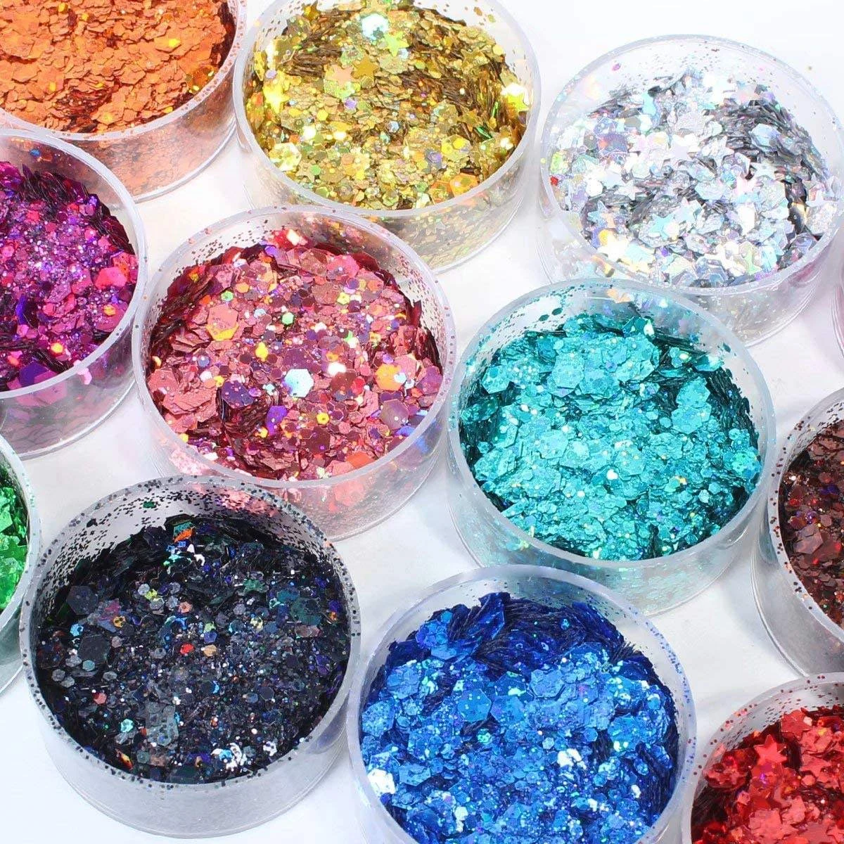 Holographic chunky glitter mix · 12 colours set