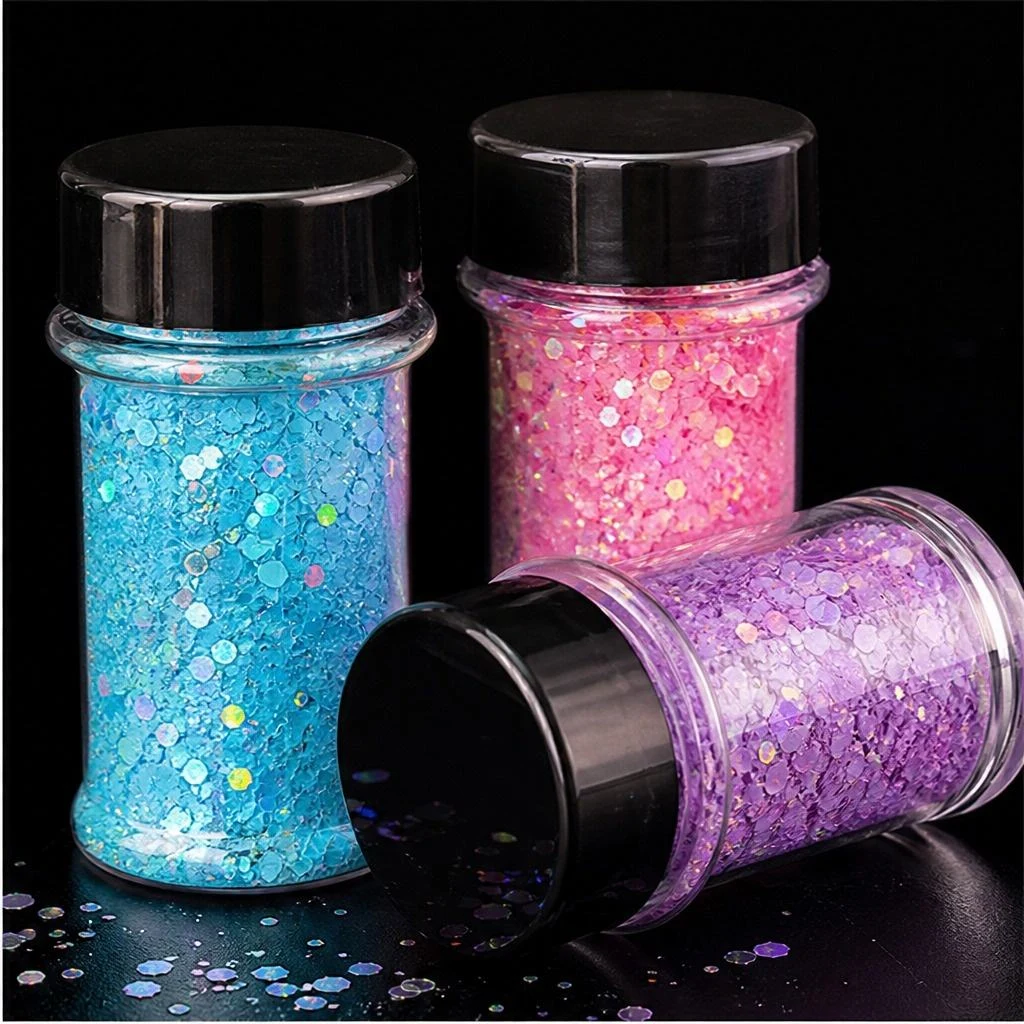 Holographic chunky glitter mix · 2oz shaker jar