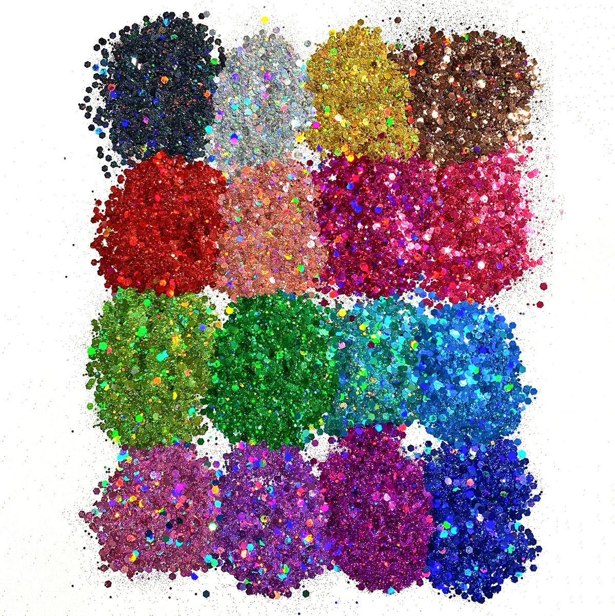 Holographic chunky hexagon mix · 18 colours set