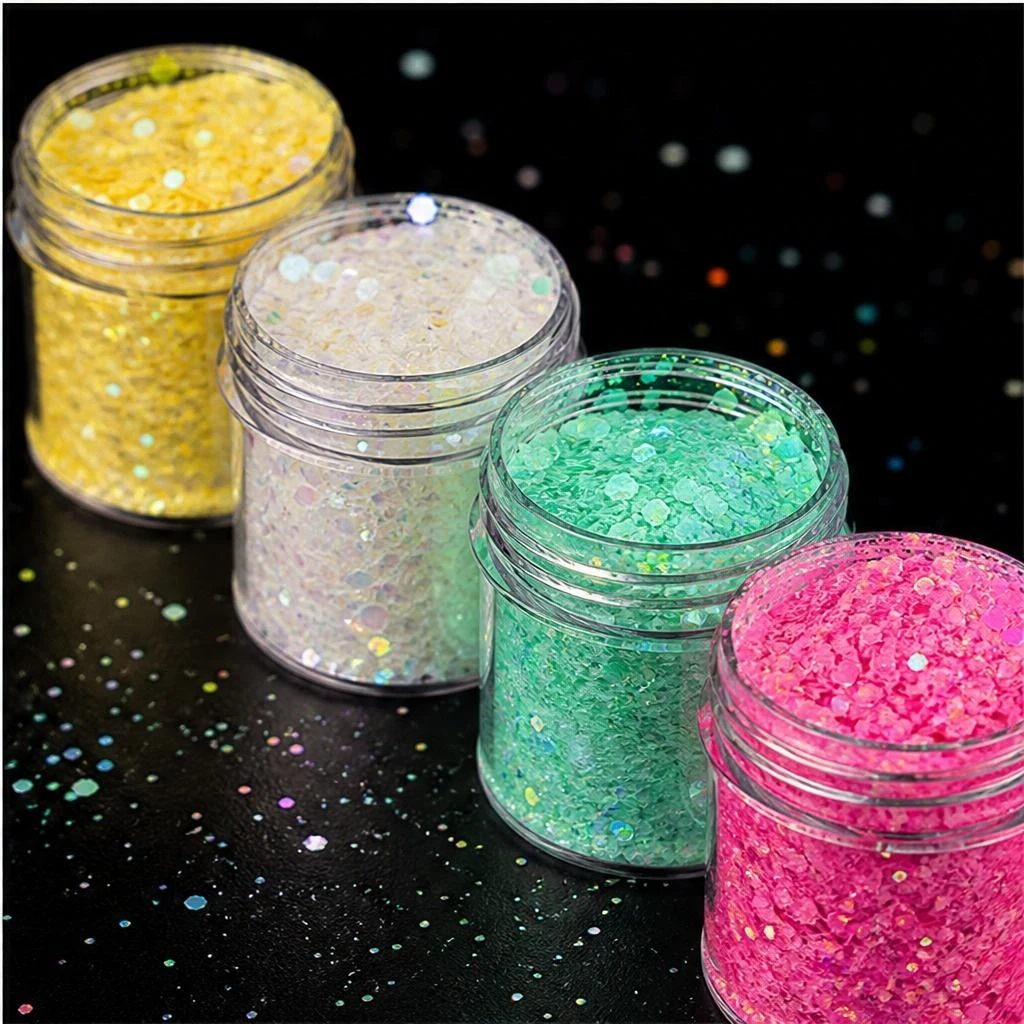 Holographic chunky glitter mix · 2oz shaker jar