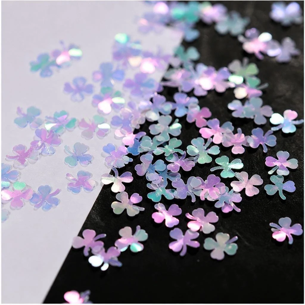 Iridescent clover glitter
