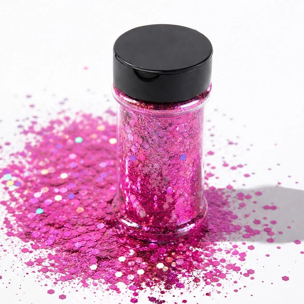 Holographic chunky glitter mix · 2oz shaker jar