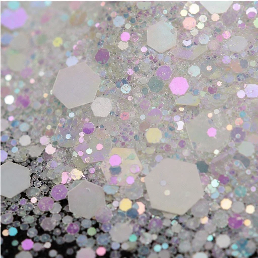 Opal white chunky glitter mix
