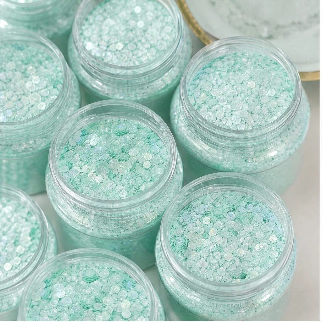 Green chunky hexagon mix · 2oz jar