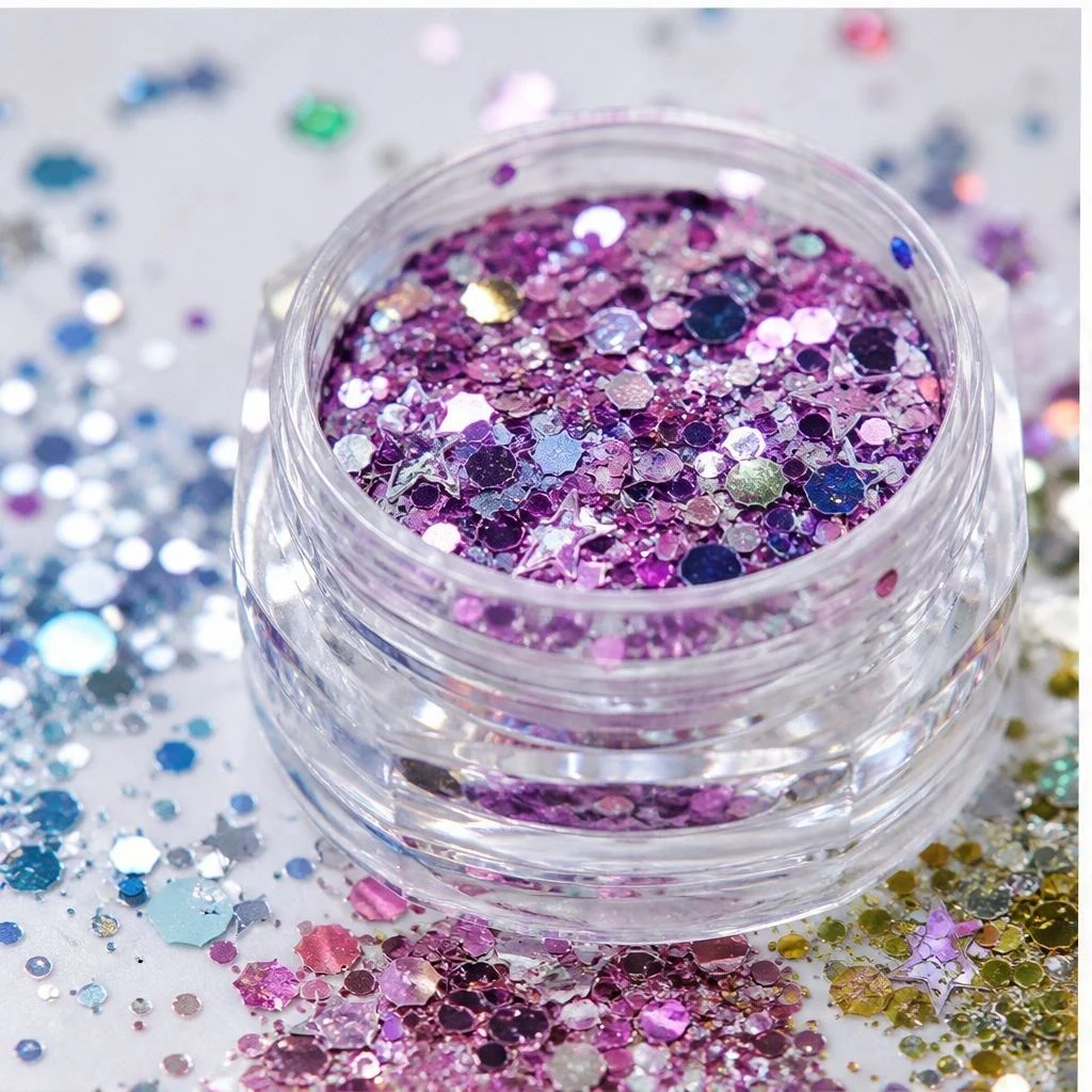 Iridescent chunky hexagon mix