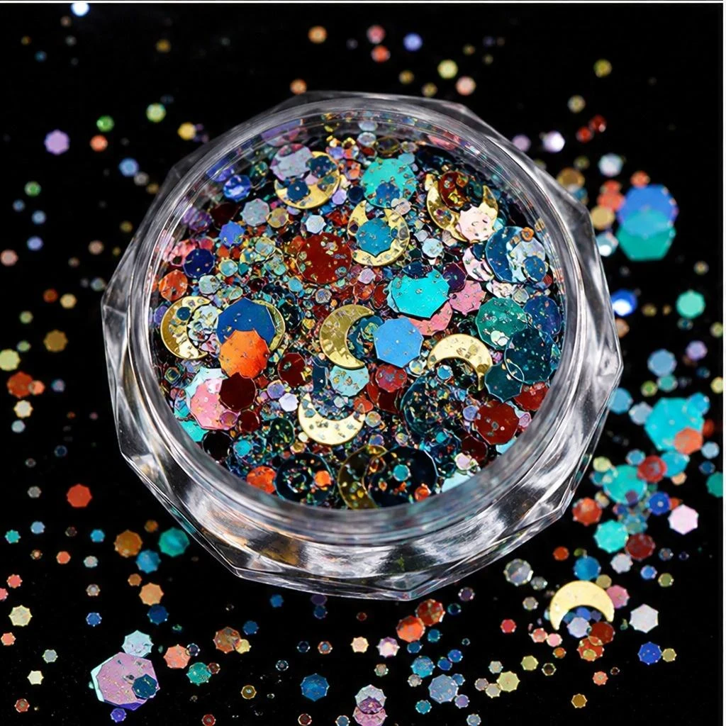 Iridescent chunky hexagon mix