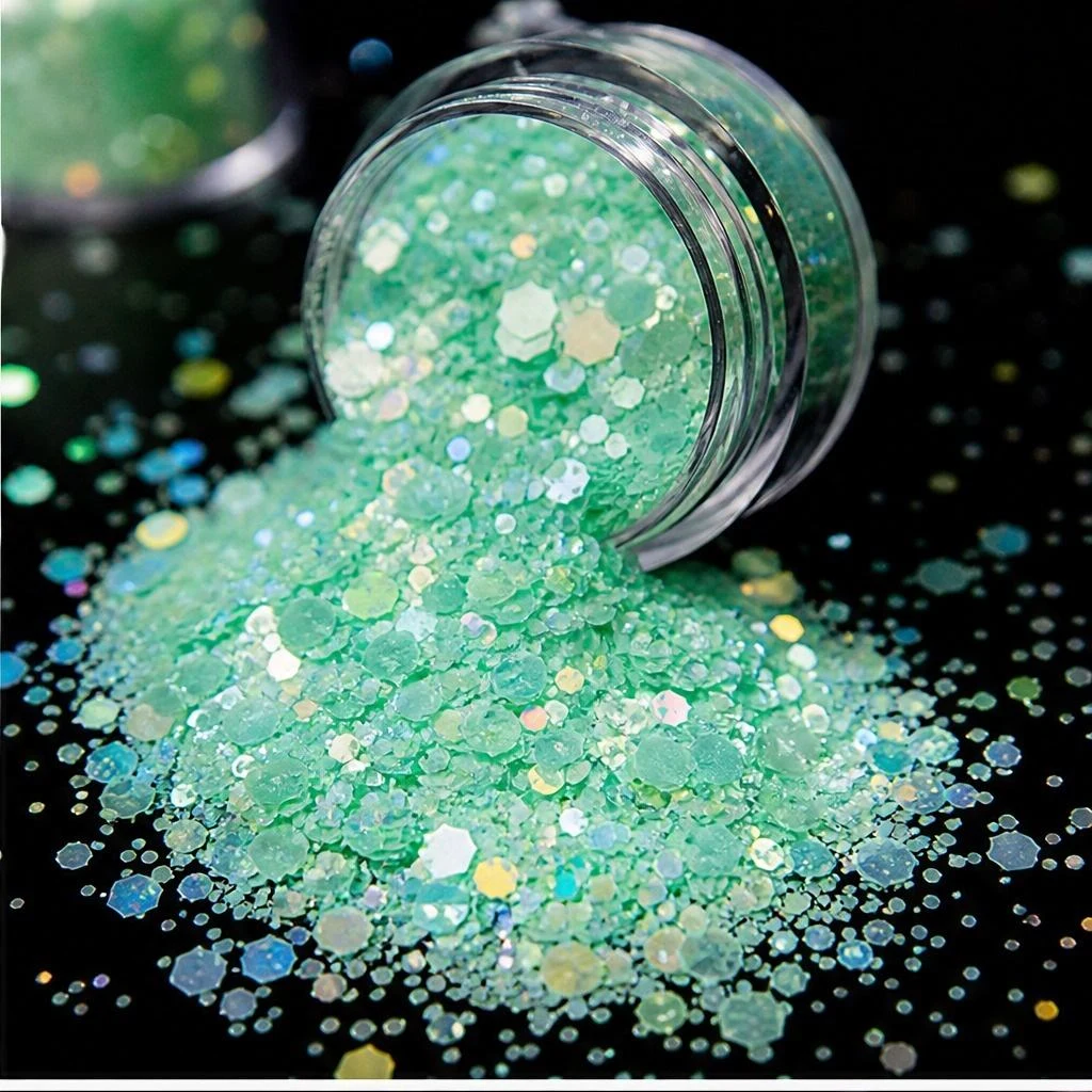 Iridescent chunky hexagon mix